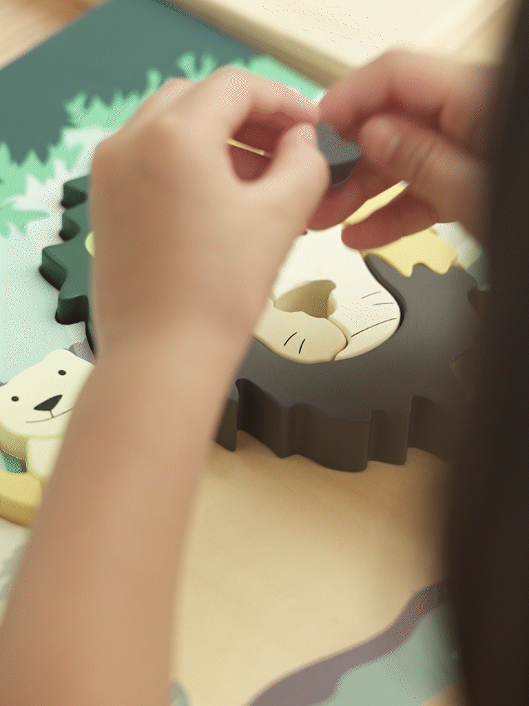 獅子拼圖 動物拼圖木頭